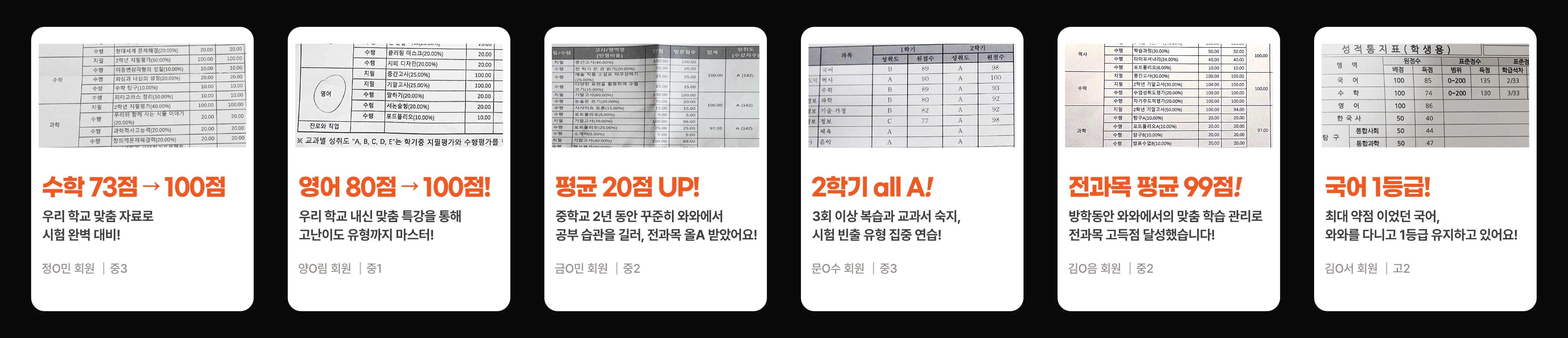 부발읍 초등학원 성적 향상 사례