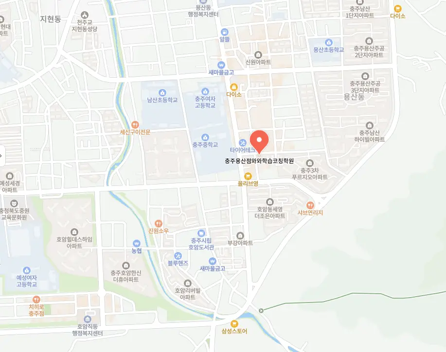 호암동 중등 영수학원 학원 위치